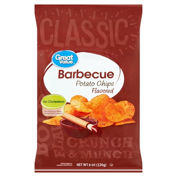 Great Value Barbecue Flavored Potato Chips, 8 oz