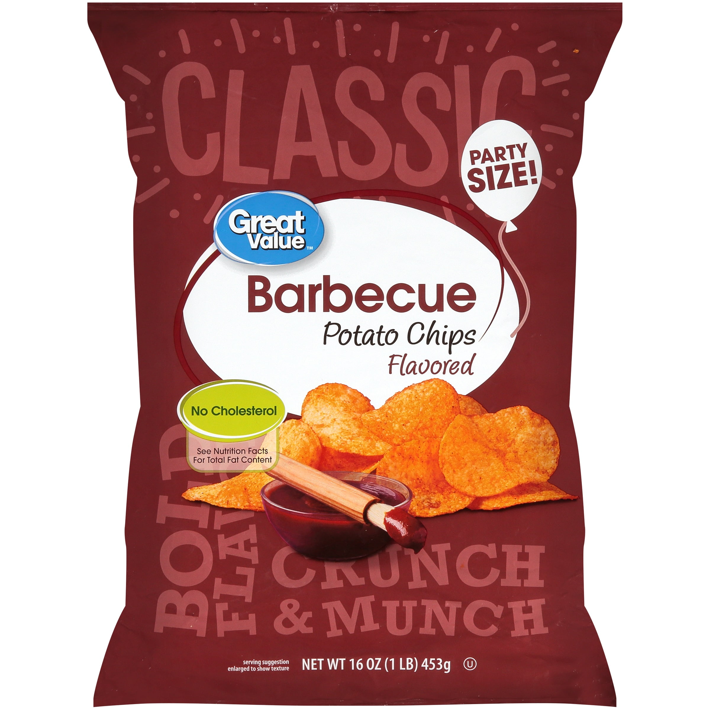 Great Value Barbecue Potato Chips Party Size, 16 oz