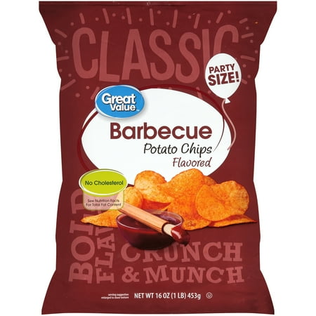 Great Value Barbecue Potato Chips Party Size, 16 oz