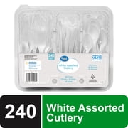 Great Value Plastic Disposable Cutlery Set, White, 240 Count