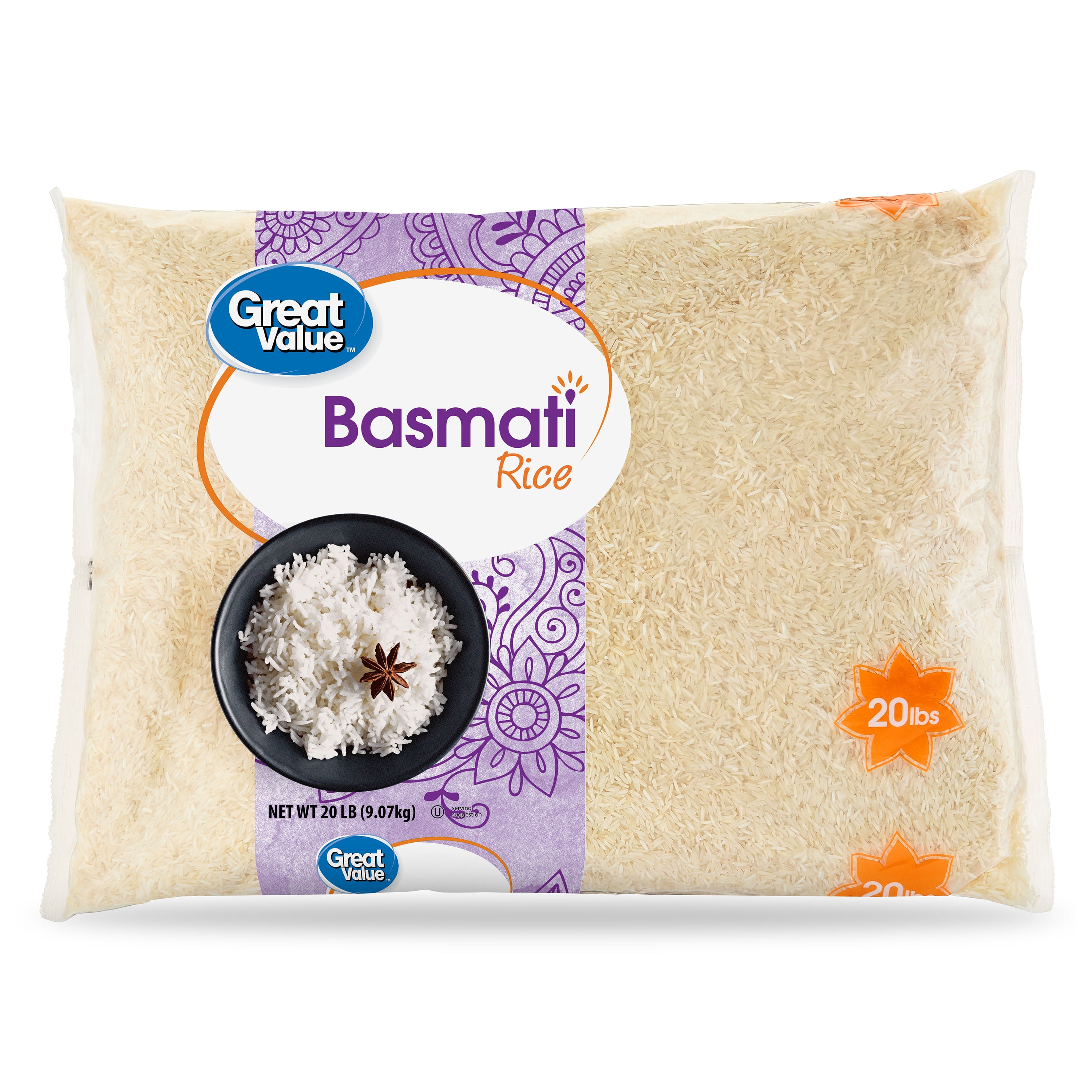 Great Value Basmati Rice 20 lb long grain white rice, kosher, with easy ...