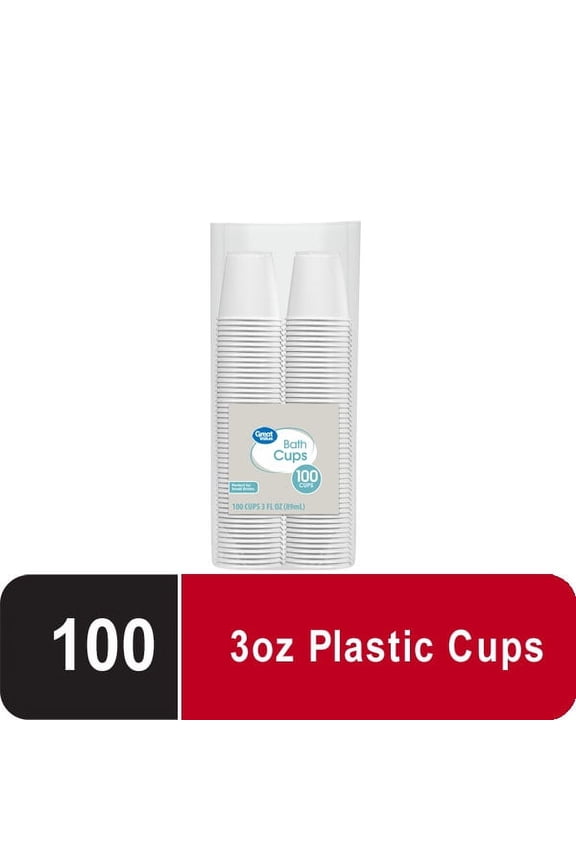 Bath Disposable Plastic Cups, 3 oz, White, 100 Count