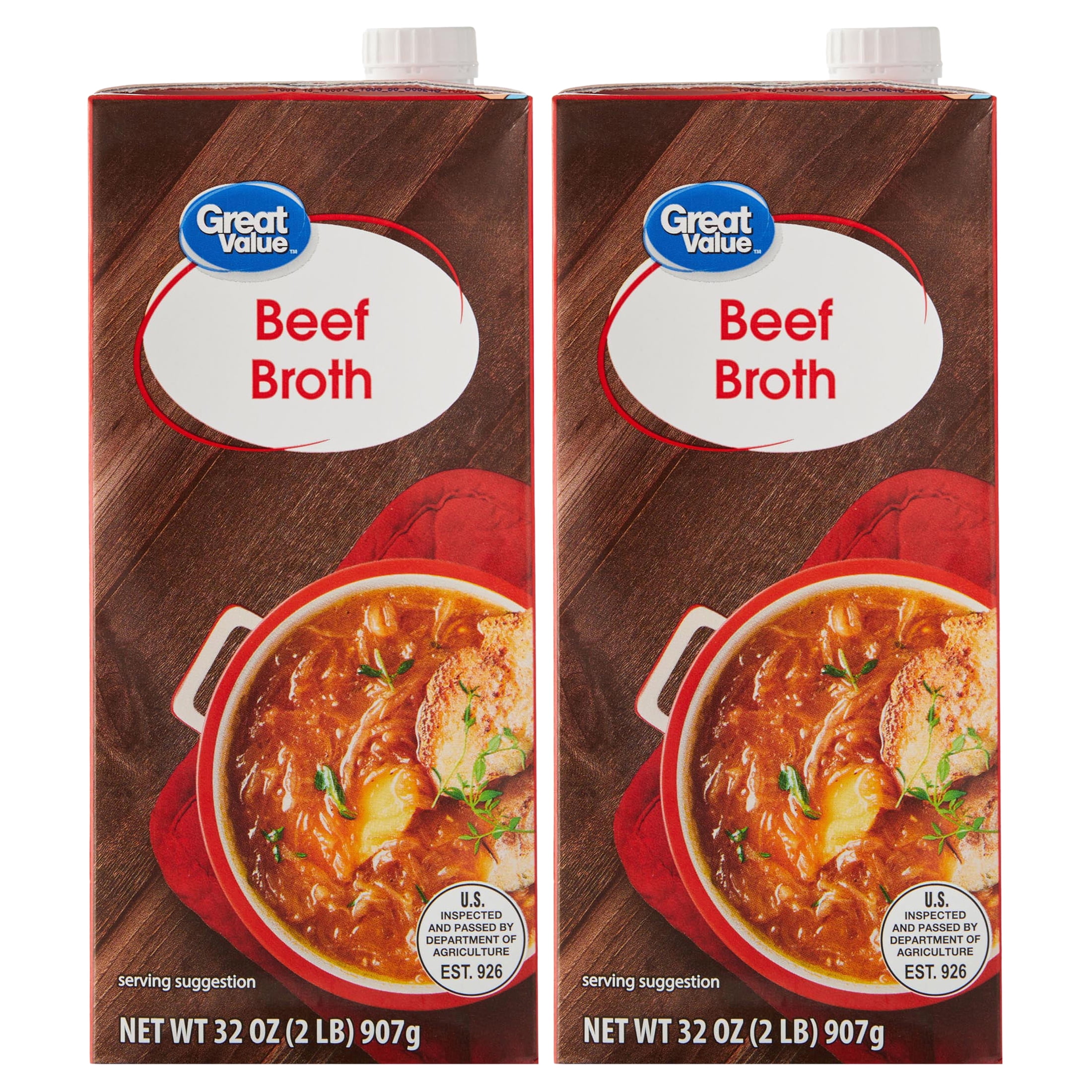 (2 pack) Great Value Beef Broth, 32 oz