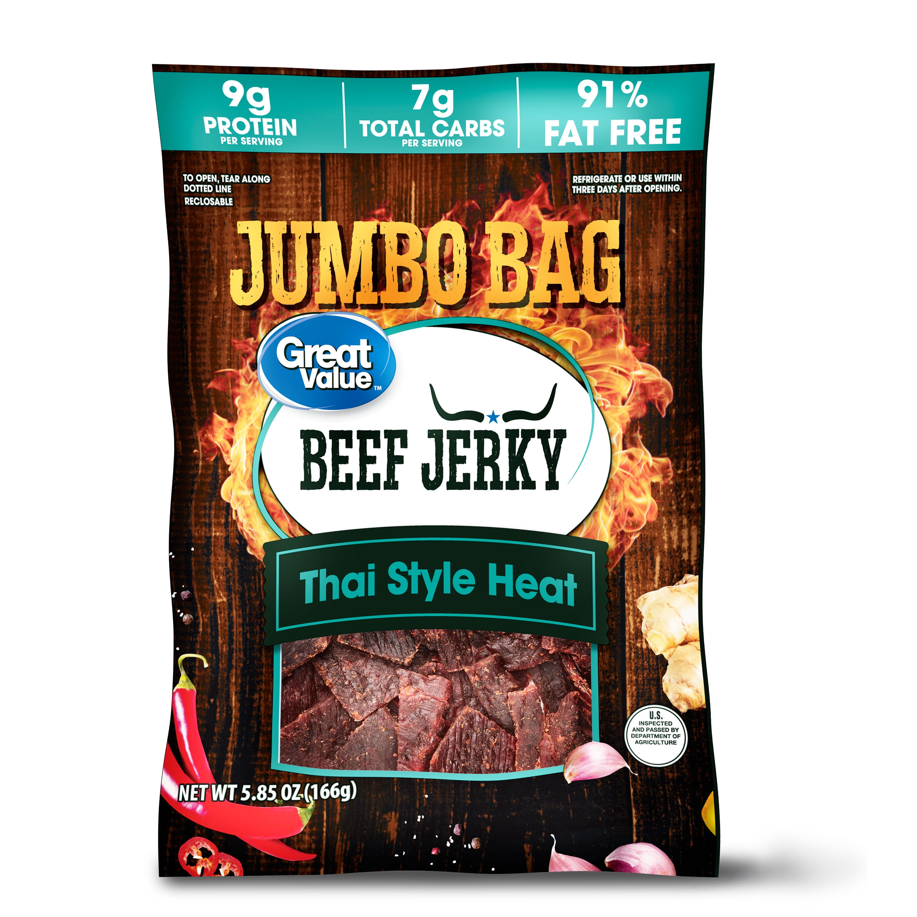 Great Value Beef Jerky, ThaiStyle Heat, 5.85 oz