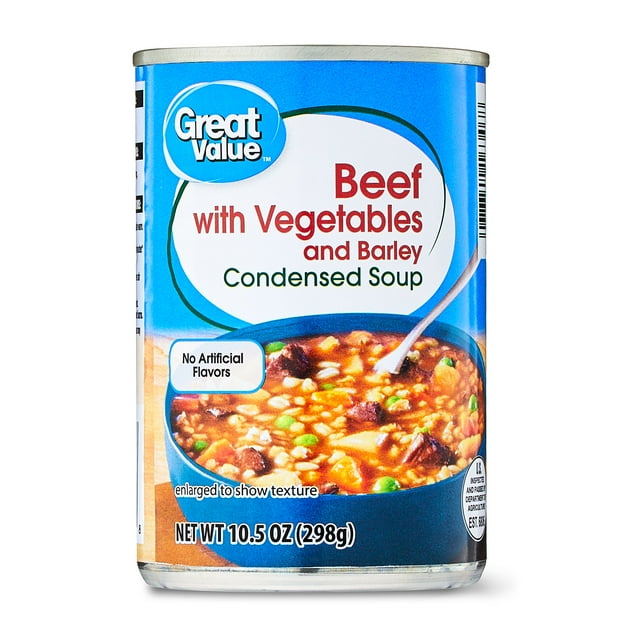 Great Value Beef with Vegetables and Barley Condensed Soup, 10.5 oz