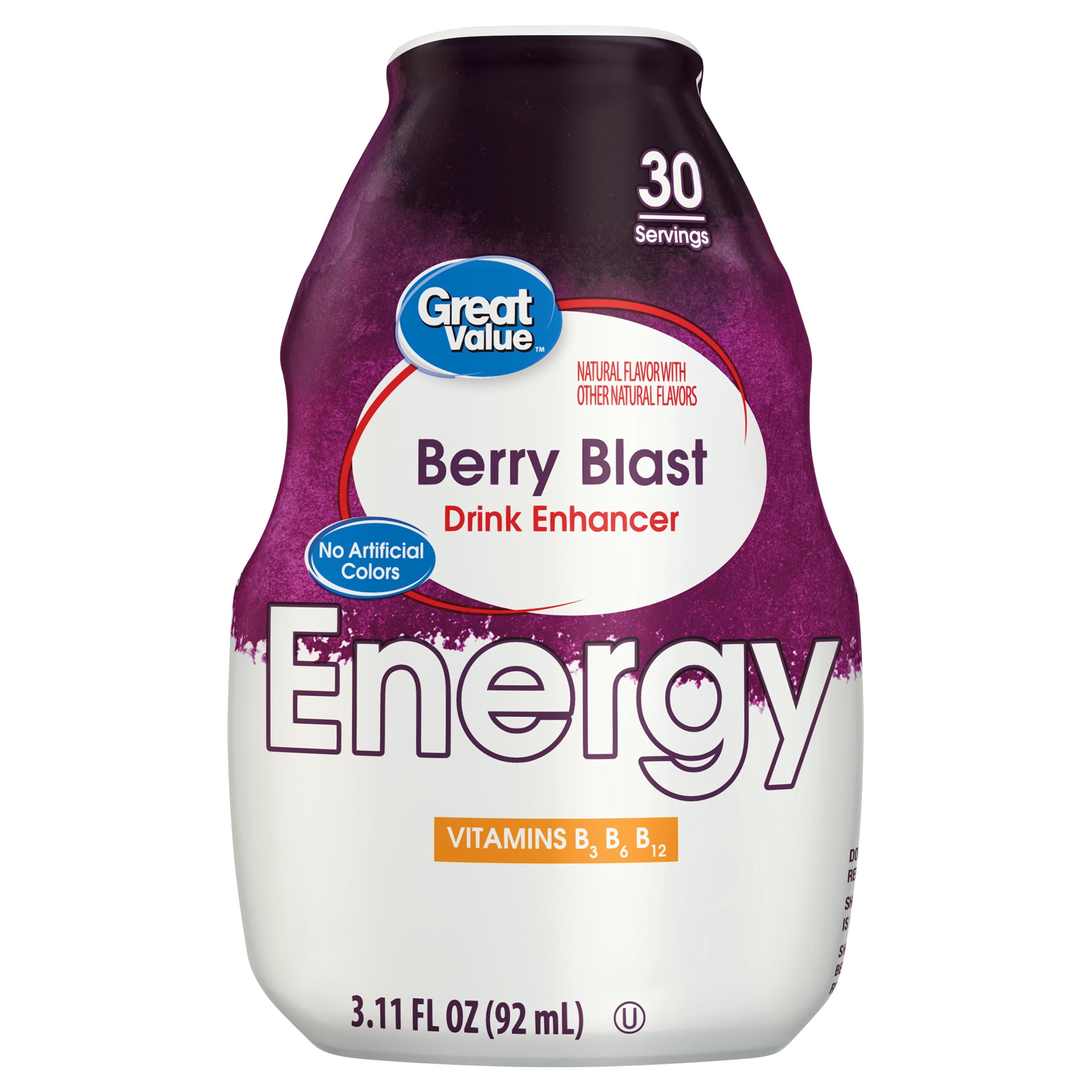 Great Value Berry Blast Energy Liquid Drink Enhancer, 3.11 fl oz