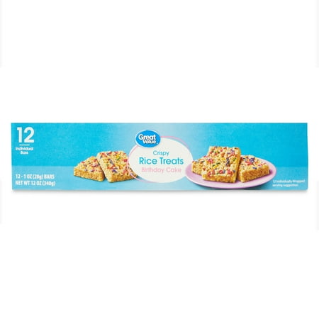 Great Value Birthday Cake Crispy Rice Treats, 12 oz (12 count)