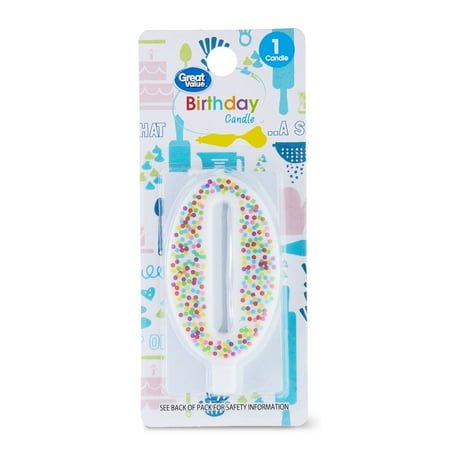 Great Value Birthday Party Candle, Multicolor, Number 0