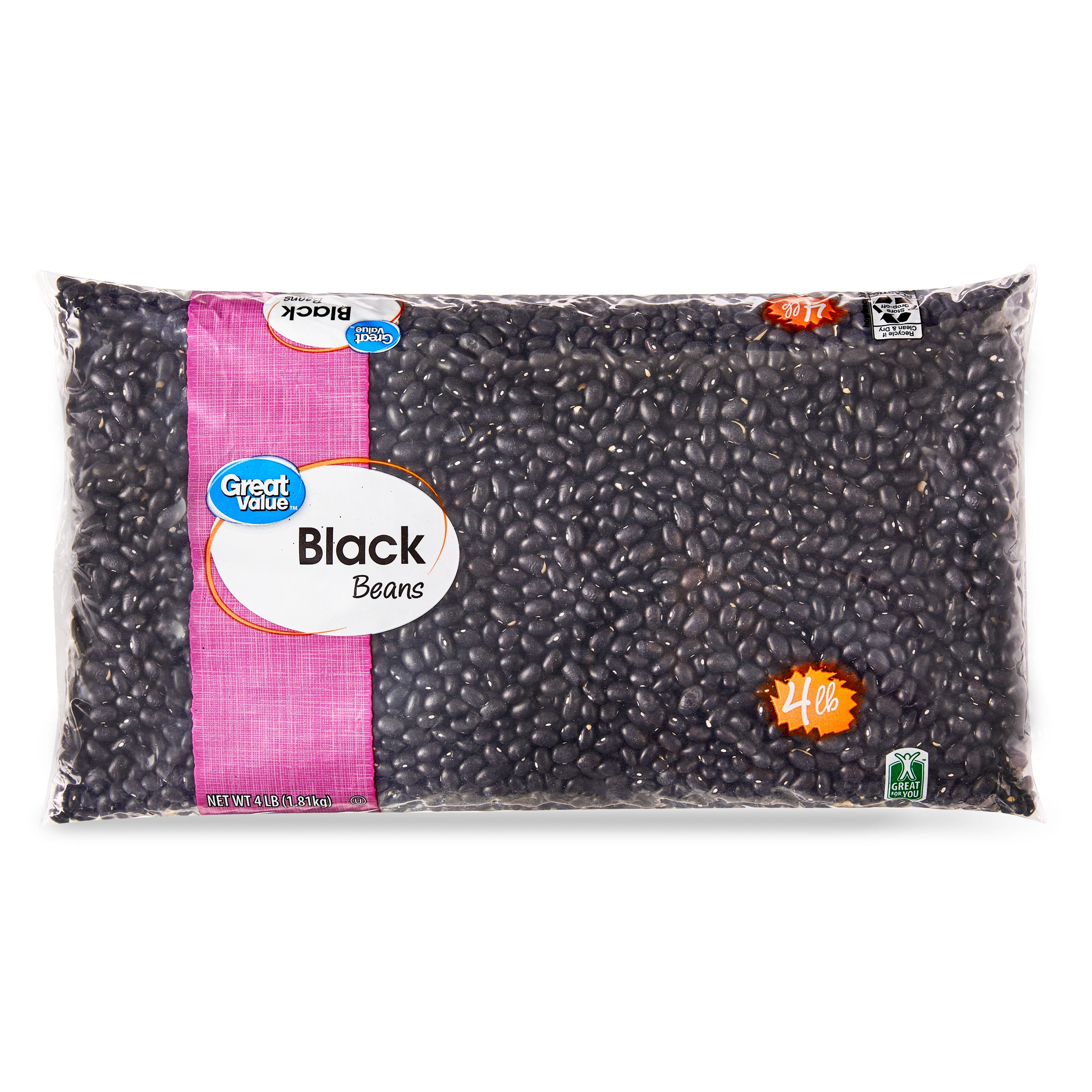 (3 pack) Great Value Black Beans 4 lb