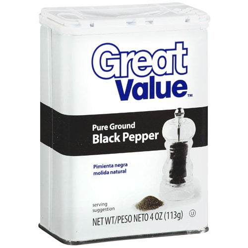 Great Value Pure Ground Black Pepper, 4 oz, Kosher, Gluten-Free