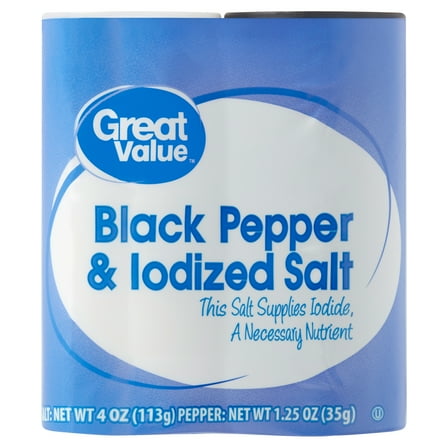 Great Value Black Pepper & Iodized Salt, 5.25 oz