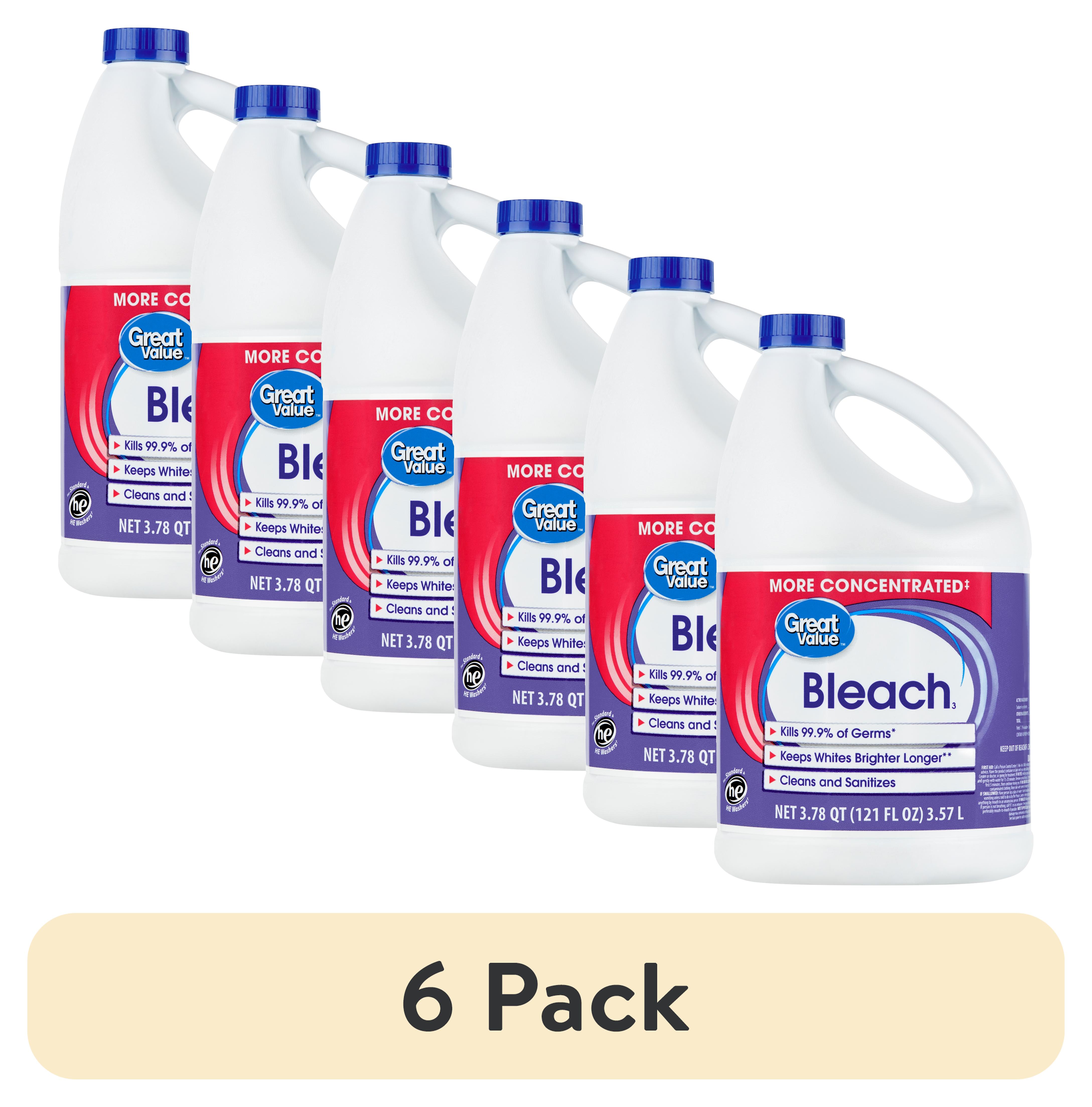 (6 pack) Great Value Bleach, 121 fl oz