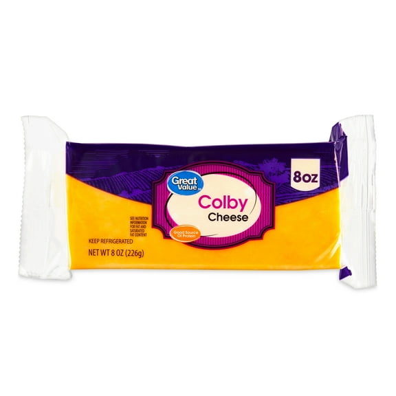 Great Value Colby Block Cheese, 8 oz Chunk