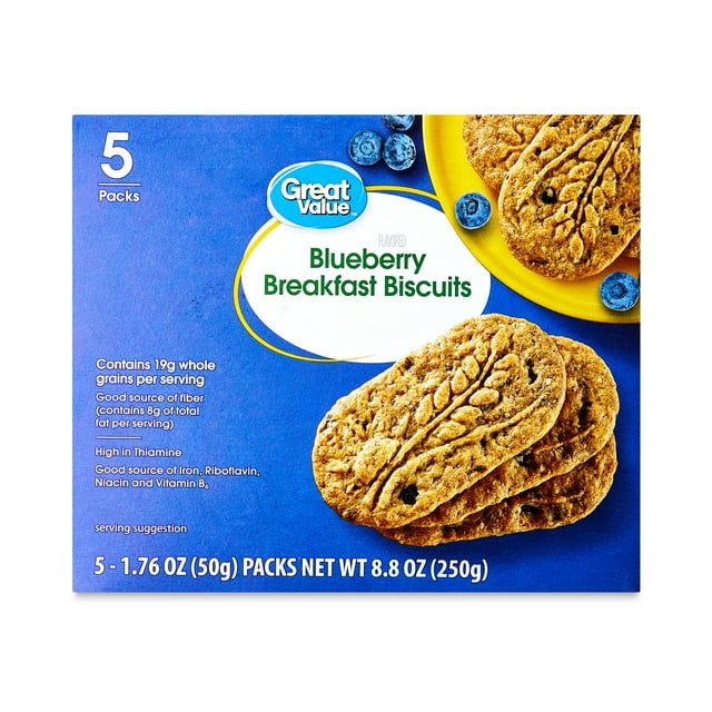 Great Value Blueberry Breakfast Biscuits, 8.8 oz, 5 Count