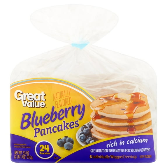 Great Value Blueberry Pancakes, 33 oz, 24 Count