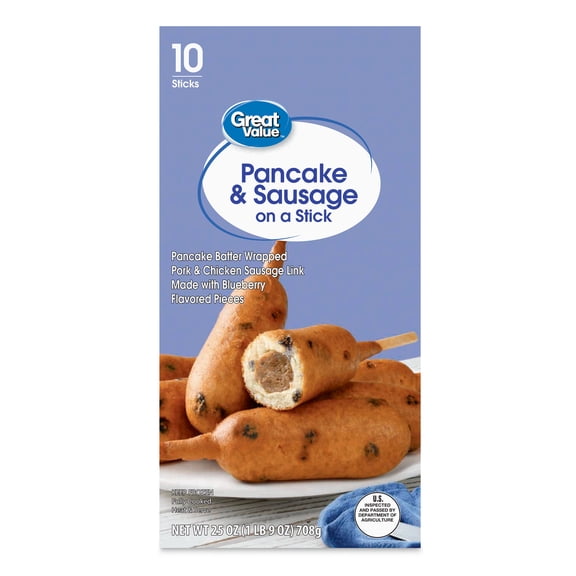 Great Value Blueberry Pancakes & Sausage on a Stick, 25 oz, 10 Count