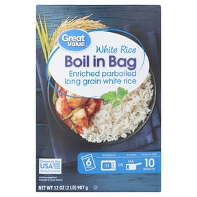 Great Value Boil in Bag White Rice, 32 oz, (2lb) 6 Count