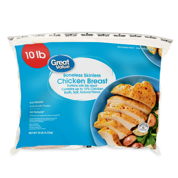 Great Value Boneless Skinless Chicken Breast, 10 lb (Frozen) - Walmart.com