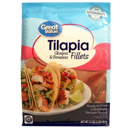 Great Value Boneless Skinless Tilapia Fillets, 2 lbs