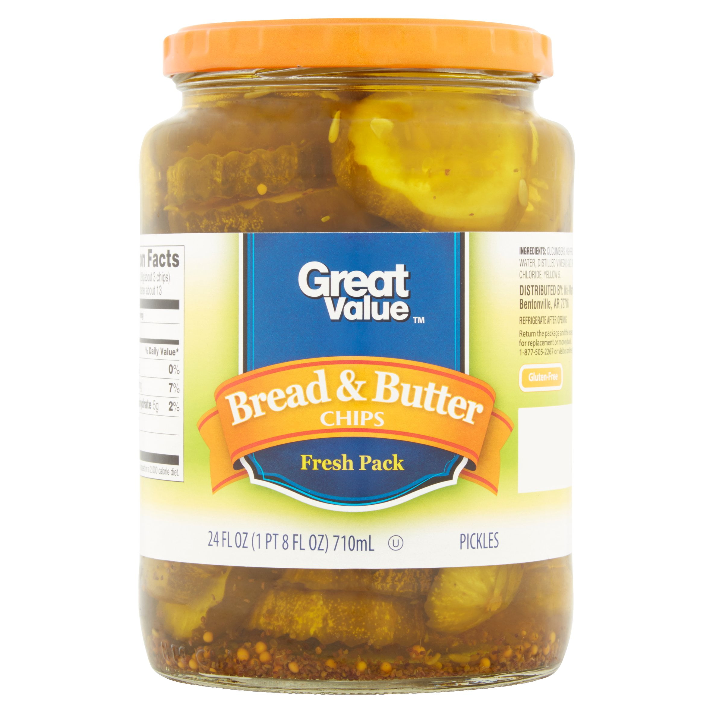 Great Value Bread & Butter Chips Pickles, 24 oz