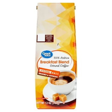 Great Value Breakfast Blend, 100% Arabica, Medium Roast, Ground Coffee, 12 oz