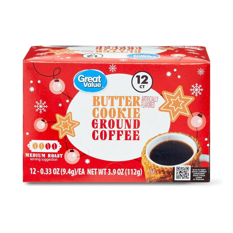 Great Value Butter Cookie Ground Coffee Pods 0.33 oz 12 Count Walmart