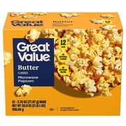 Great Value Classic Butter Flavored Microwave Popcorn, 2.4 oz, 12 Count