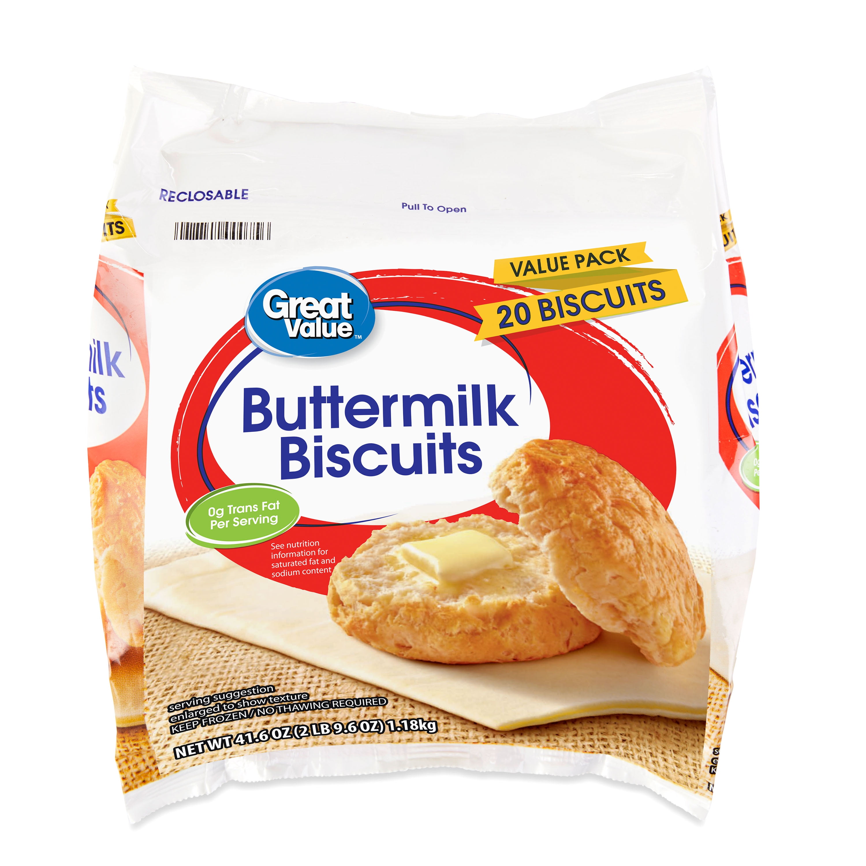 Great Value Buttermilk Biscuits, 41.6 oz, 20 Count