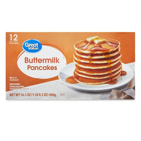 product image of Great Value Buttermilk Pancakes, 16.5 oz, 12 Count (Frozen)
