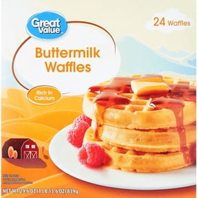 Great Value Buttermilk Waffles, 29.6 oz, 24 Count (Frozen)