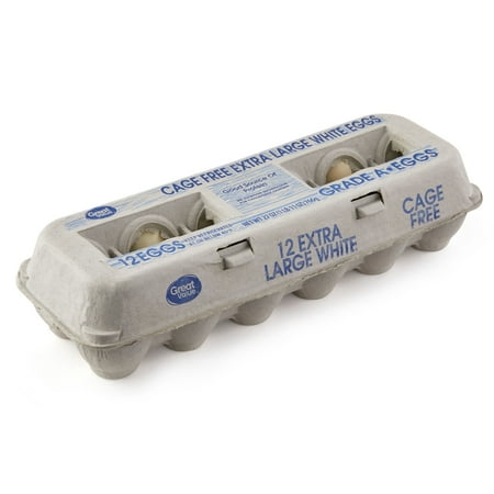 Great Value Cage Free Extra Large White Eggs, 12 Count