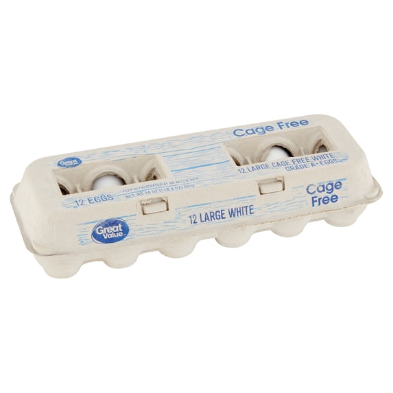 Great Value Cage-Free Large White Eggs, 12 Count