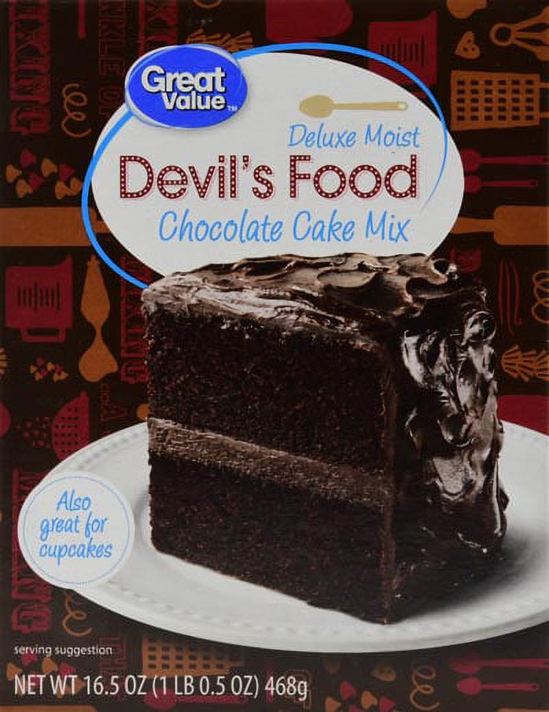 Great Value Cake Mix, Deluxe Moist Devil's Food Chocolate, 16.5 oz