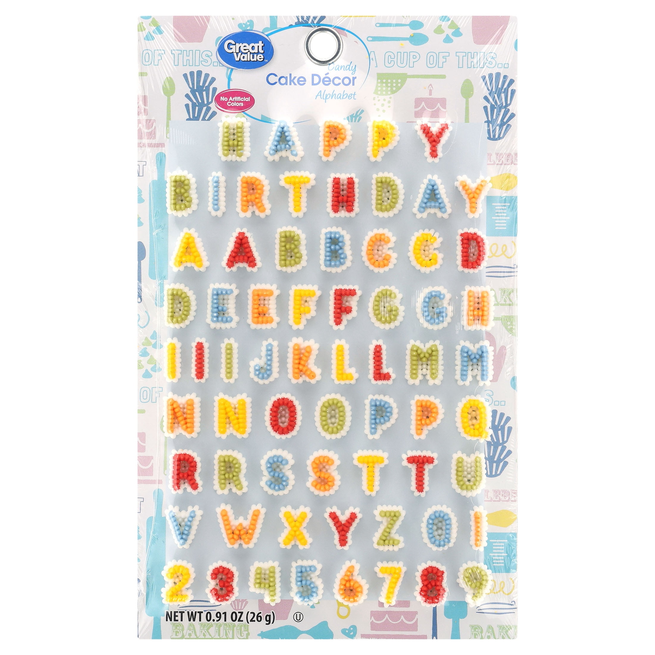 Great Value Candy Cake Decor, Alphabet, 0.91 oz