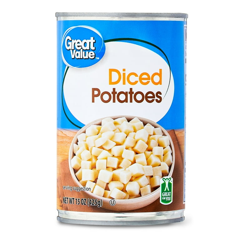 Great Value Canned Diced Potatoes 15 oz, Ideal for Soups and