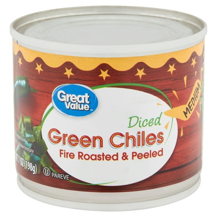 Great Value Canned Medium Diced Green Chiles, 7 oz