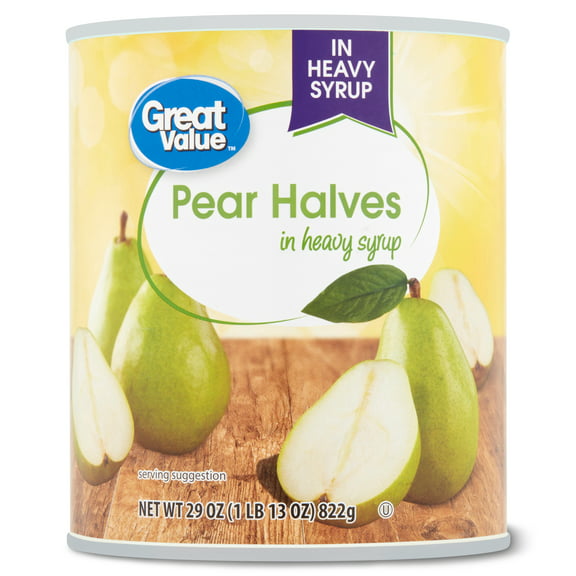 Great Value Canned Pear Halves in Heavy Syrup, 29 oz, Can
