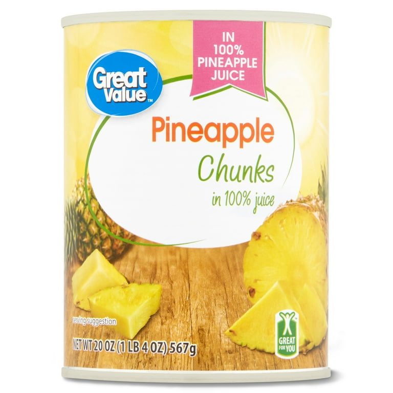 Great Value Canned Pineapple Chunks in Pineapple Juice 20 oz, No