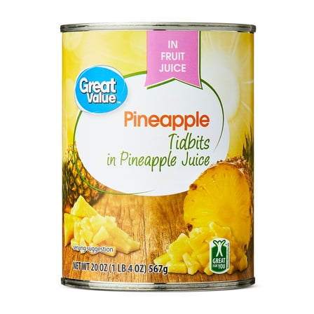 Great Value Canned Pineapple Tidbits, 20 oz