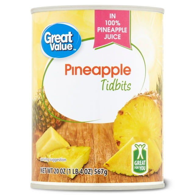 Great Value Canned Pineapple Tidbits, 20 oz