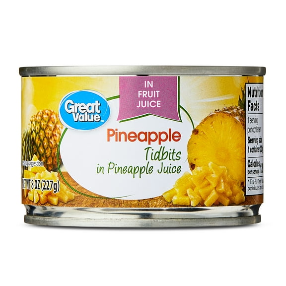Great Value Canned Pineapple Tidbits, 8 oz