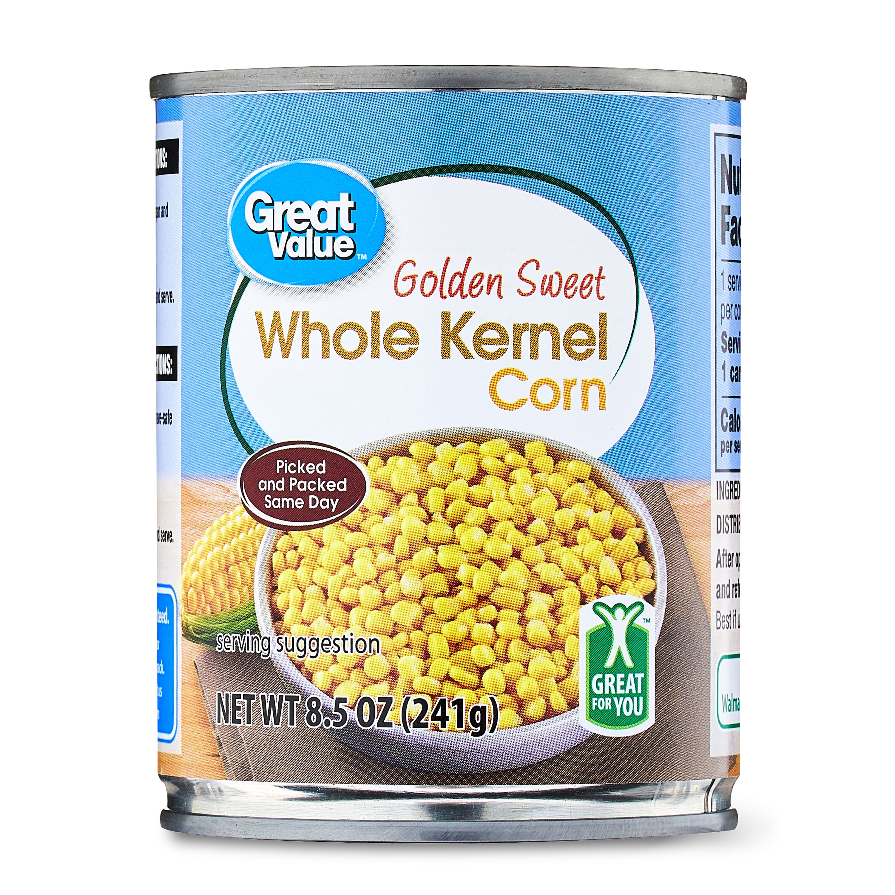 Great Value Canned Sweet Whole Kernel Corn, 8.75 oz Can