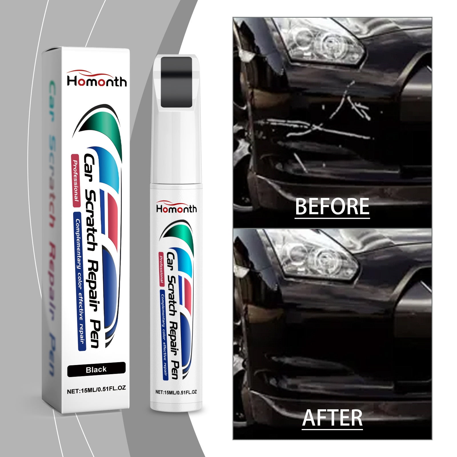 Great Value, Car Paint Scratch Repair Pen, Quick Color Recovery for Cars, Black 18ml Scratch