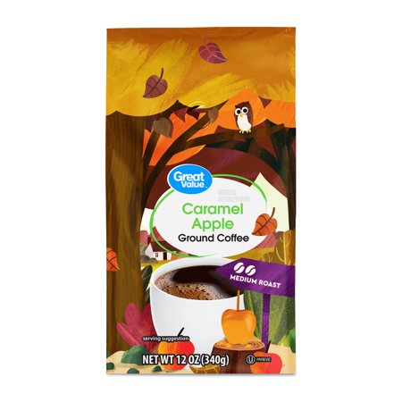 Great Value Caramel Apple, Medium Roast, Ground Coffee, 12 oz
