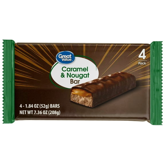 Great Value Caramel & Nougat Bar, 7.36 oz, 4 Pack