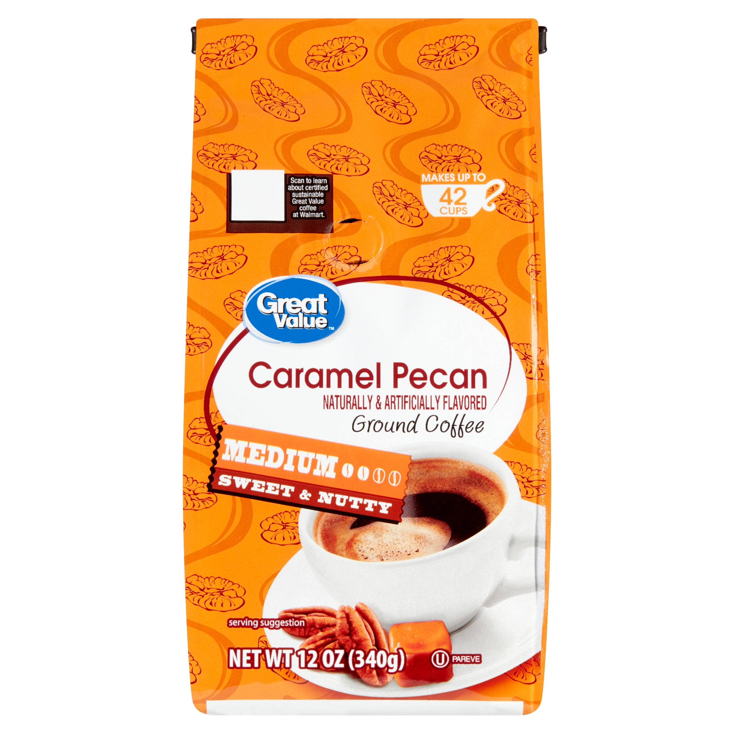 Great Value Caramel Pecan Ground Coffee, 12 oz - image 1 of 8