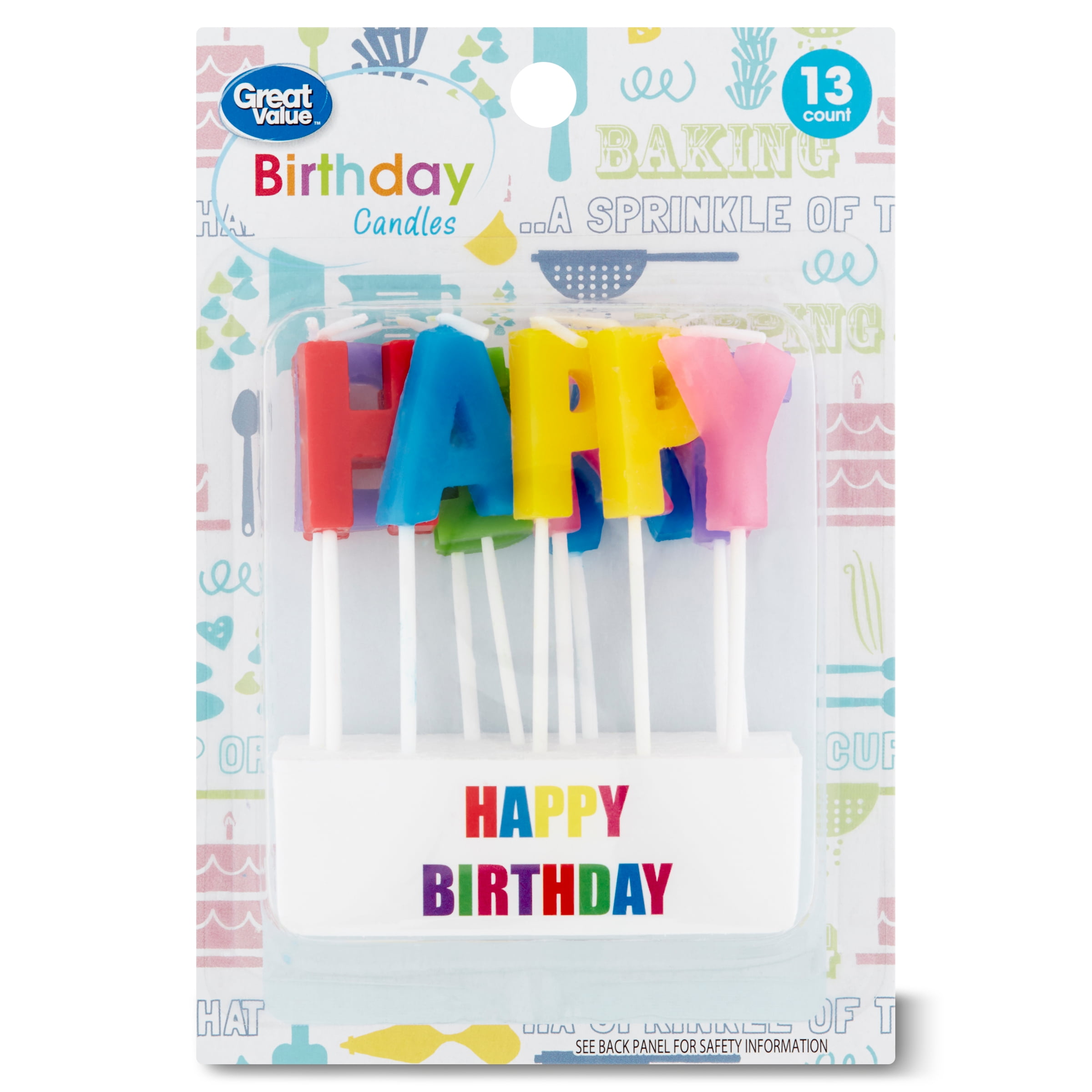 Great Value Celebration Candles, Happy Birthday, 13 Ct
