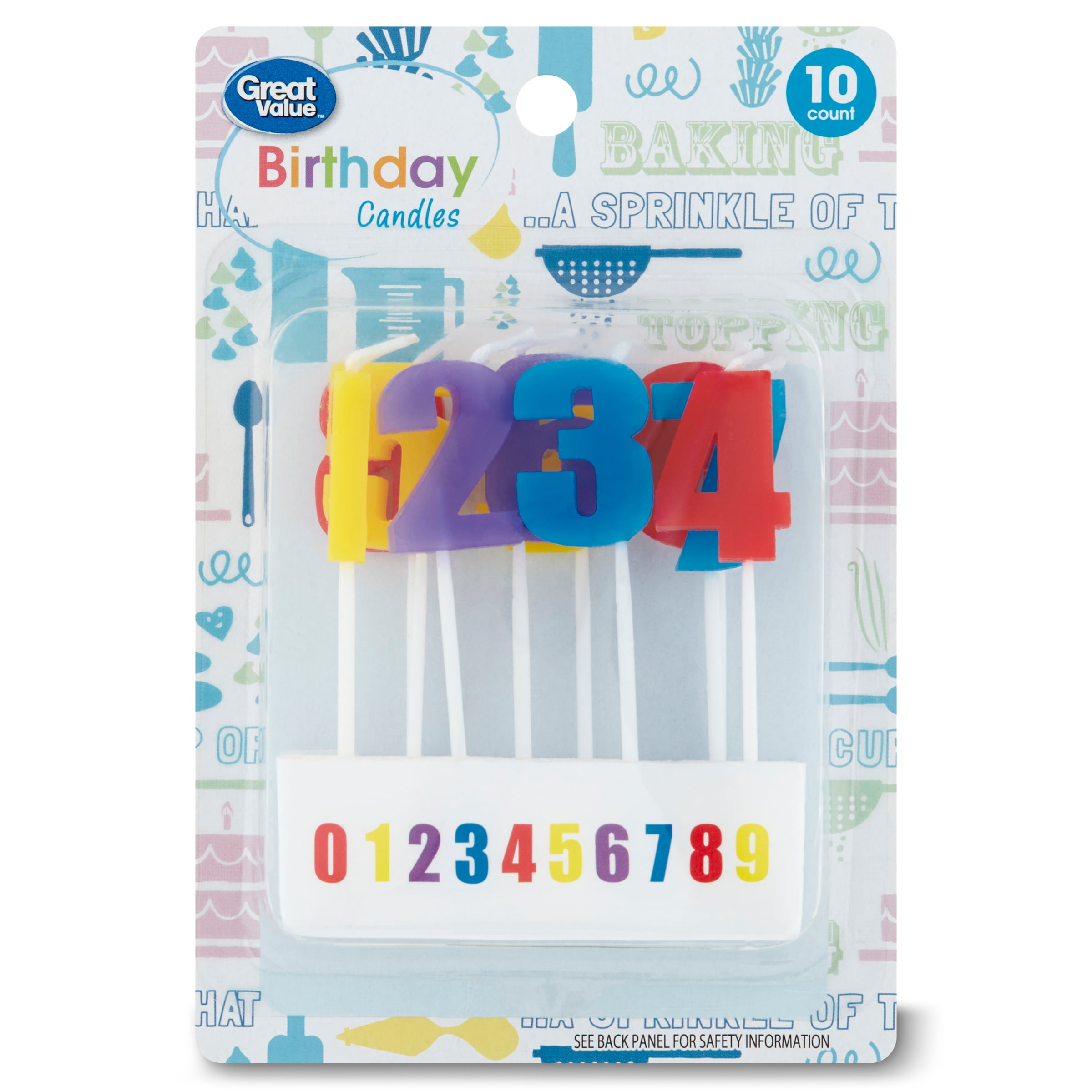 Great Value Celebration MultiColor Solid Print Birthday Candles, (5.52") 10 Pieces