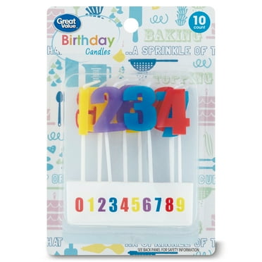 Great Value Celebration Number Birthday Candles, Multicolor, 5.52", 10 Pieces