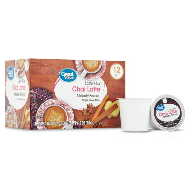 Great Value Chai Latte Drink Mix SingleServe Cups, 12 Ct